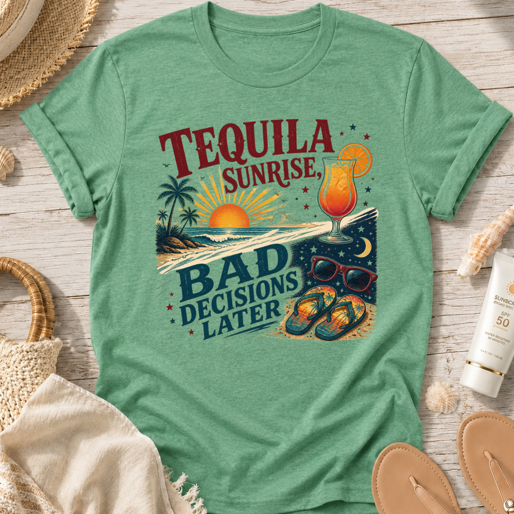 Tequila Sunrise Bad Decisions Later T-Shirt